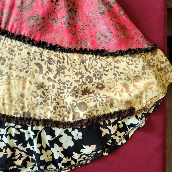 Asymmetrical Boho Batik Patchwork Midi Skirt M - Picture 5 of 10